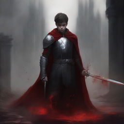 Create a dark fantasy book cover, digital painting, for 'The Blood of the Heir' by I