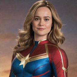 Brie Larson as Captain Marvel playfully portrayed as an adult-size baby, complete with all the cute and humorous elements that come with such an imaginative representation.