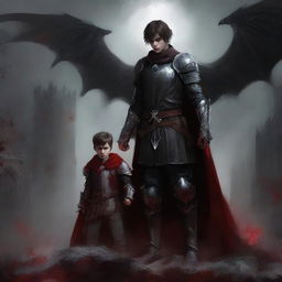 Create a dark fantasy book cover, digital painting, for 'The Blood of the Heir' by I