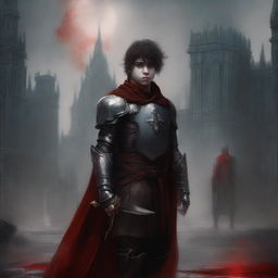 Create a dark fantasy book cover, digital painting, for 'The Blood of the Heir' by I