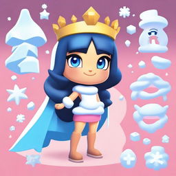 Create a Brawl Stars character named Snow, designed as a princess girl