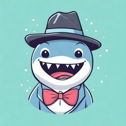 A friendly, emotional support shark with a cheerful expression