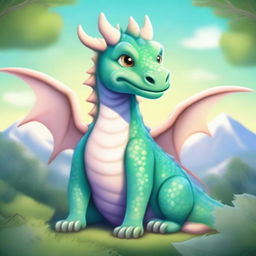 A friendly, emotional support dragon with a gentle and caring expression