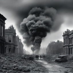 Create an image depicting the aftermath of World War 10