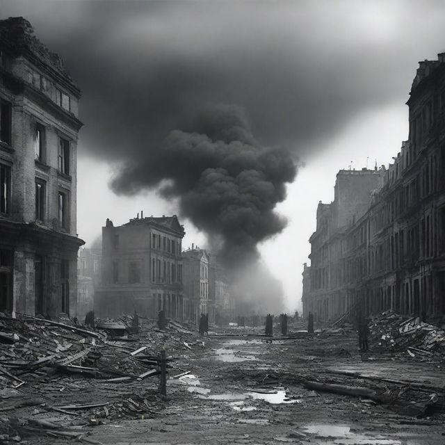 Create an image depicting the aftermath of World War 10