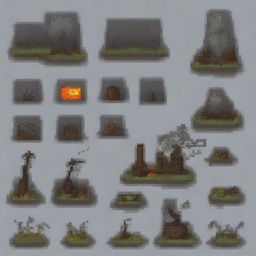 Create a set of 64x64 pixel art wall sprites with an apocalyptic theme