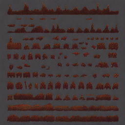 Create a set of 64x64 pixel art wall sprites with a linear pattern and an apocalyptic theme inspired by Doom