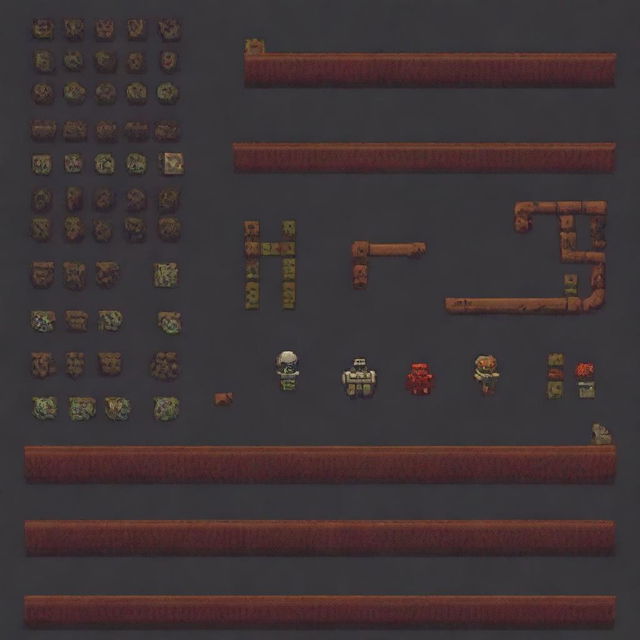 Create a set of 64x64 pixel art floor sprites with a linear pattern, inspired by the game Doom