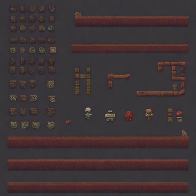 Create a set of 64x64 pixel art floor sprites with a linear pattern, inspired by the game Doom