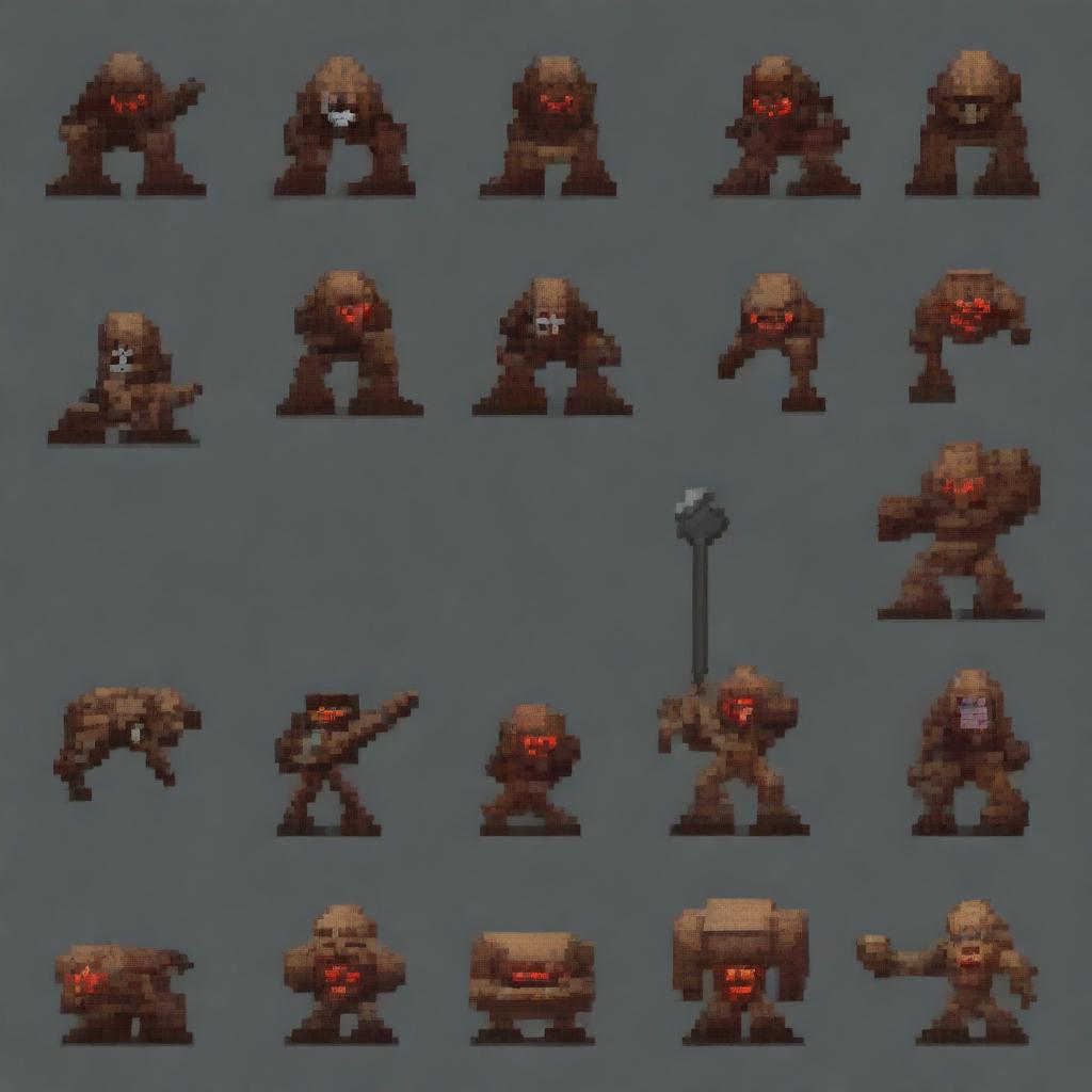 Create a 64x64 pixel art sprite pack inspired by the game Doom