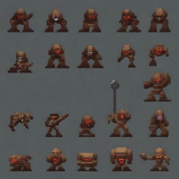 Create a 64x64 pixel art sprite pack inspired by the game Doom