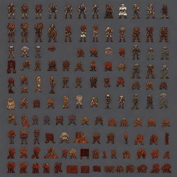 Create a 64x64 pixel art sprite pack inspired by the game Doom