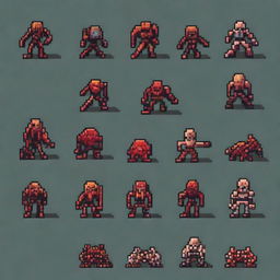 Create a 64x64 pixel art sprite pack inspired by the game Doom