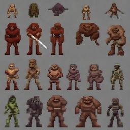 Create a 64x64 pixel art sprite pack inspired by the game Doom