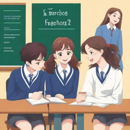 A book cover image depicting four high school students, two girls and two boys, sitting on separate benches and laughing together