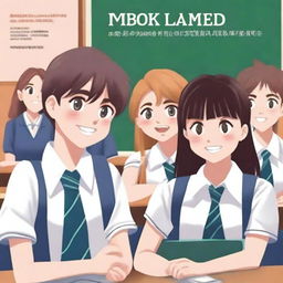 A book cover image depicting high school students, two girls and two boys, sitting on separate benches and laughing together