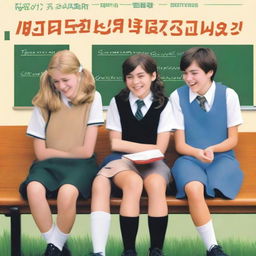 A book cover showing four high school students, two girls and two boys, sitting on separate benches and laughing together