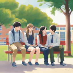 The cover of the book depicts high school students looking mature