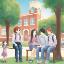 The cover of the book depicts high school students looking mature