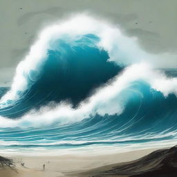 Create a book cover for 'Wave' by Eric Walters, depicting the devastating tsunami of 2004