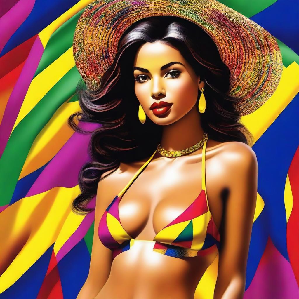 A sexy and slim Colombian woman, depicted in a tasteful and artistic manner