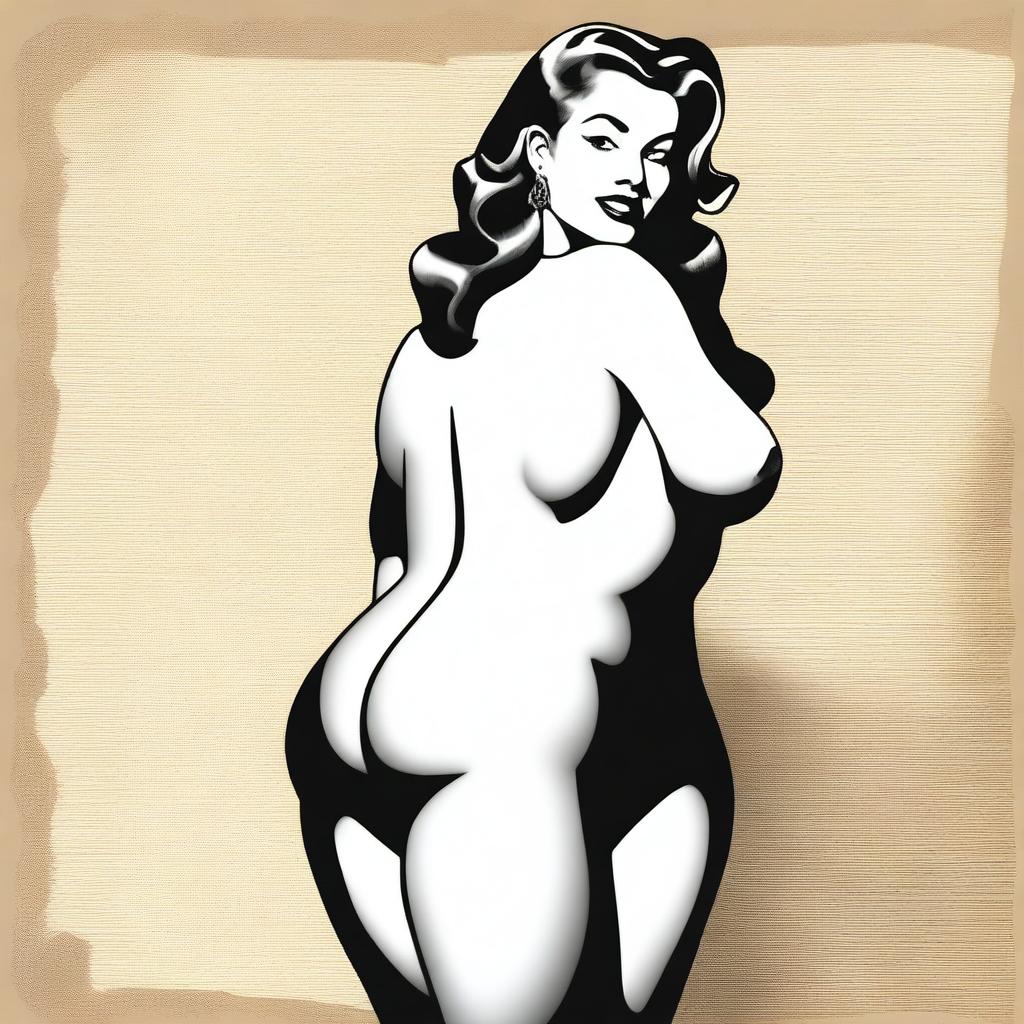 A sexy American woman with a voluptuous figure, depicted in a tasteful and artistic manner