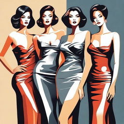 A group of sexy women, depicted in a tasteful and artistic manner