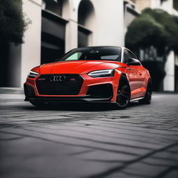 A stunning image of an Audi RS5 B9 with a widebody kit and black diffuser