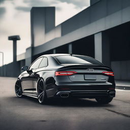 A stunning image of an Audi RS5 B9 with a widebody kit and black diffuser, viewed from the back