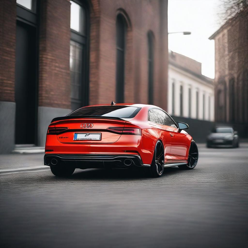 A stunning image of an Audi RS5 B9 with a widebody kit and black diffuser, viewed from the back