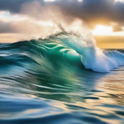 A beautiful and serene image of an ocean wave, capturing the natural beauty and power of the sea