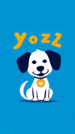 A vibrant 'Yoza' logo in bold blue letters with a playful golden cartoon dog sitting next to it.