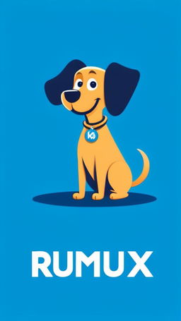 A vibrant 'Rumbux' logo in bold blue letters with a playful golden cartoon dog sitting next to it.