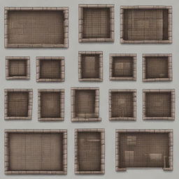 Crea un conjunto de tiles de 64x64 píxeles para un juego 2D con temática post-apocalíptica