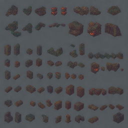 Create a 64x64 2D tileset with an apocalyptic theme