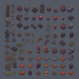 Create a 64x64 2D tileset with an apocalyptic theme