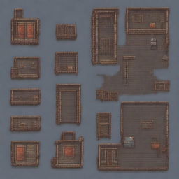 Create a 64x64 pixel art tileset for a 2D post-apocalyptic game