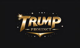 Extravagant logo with large lettering saying 'Vote Trump' in gold against a black background.