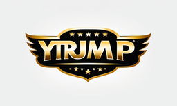 Extravagant logo with large lettering saying 'Vote Trump' in gold against a black background.