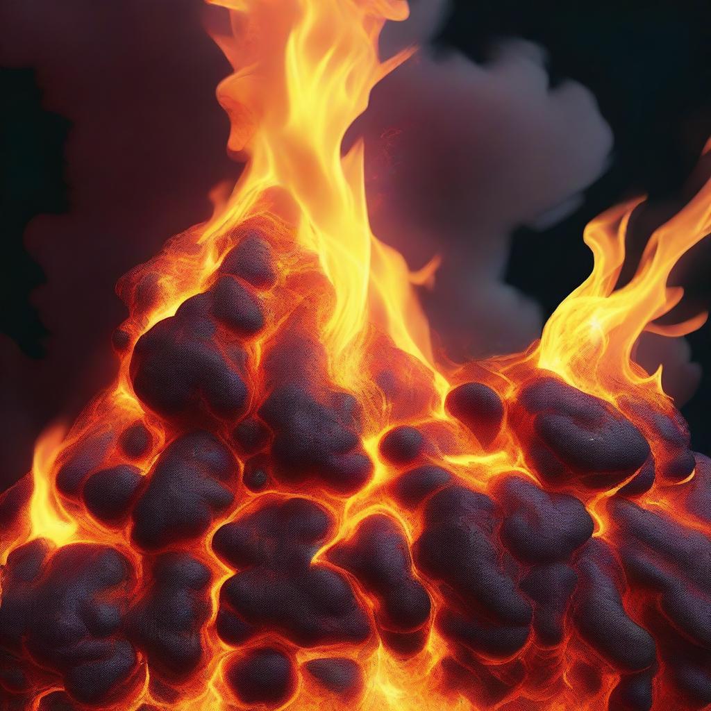 A visually striking representation of intense heat, featuring elements like fire, flames, and molten lava