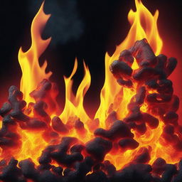 A visually striking representation of intense heat, featuring elements like fire, flames, and molten lava