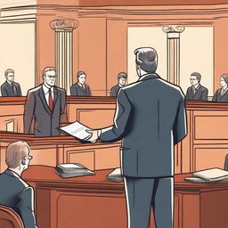 A detailed scene of a lawyer in court