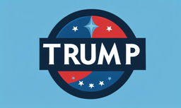 Extravagant logo with large lettering saying 'Vote Trump' in blue and red against a black background.