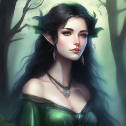 A detailed illustration of Leanan Sidhe, a female archfey and dark muse