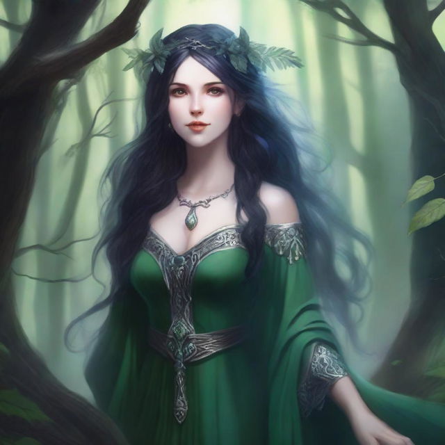 A detailed illustration of Leanan Sidhe, a female archfey and dark muse