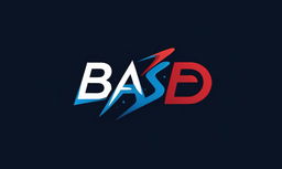 Extravagant logo with large lettering saying 'Based' in blue and red against a black background.