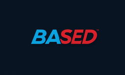 Extravagant logo with large lettering saying 'Based' in blue and red against a black background.