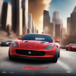 Create a dynamic movie poster design featuring cars