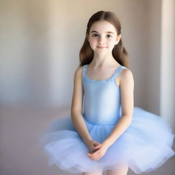 A young girl named Helena, around 13 years old, with straight brown hair and bright light brown eyes