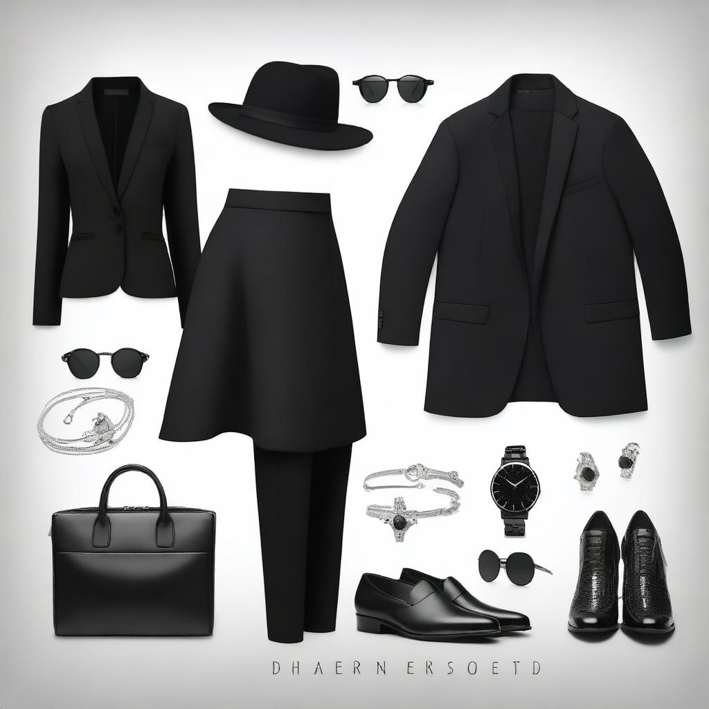 A stylish black outfit featuring modern and sleek design elements